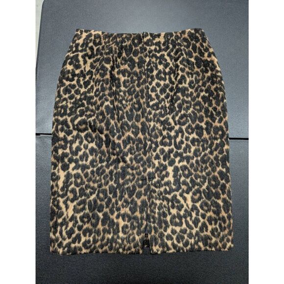 Talbots Fuzzy Wool Blend Leopard Print Pencil Skirt Women's Size 2 - Picture 6 of 7